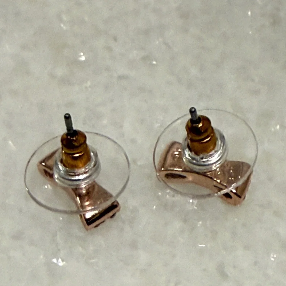 Kate Spade ready set bow rose gold stud pave earrings New